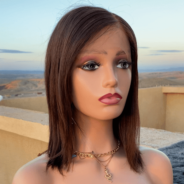 img_8696 شعر طبيعي روسي طول 14 انش كثافة 200 دونتال 4*4 اللون مارون lisse