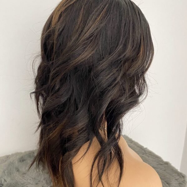 2025_06_18_23_37_IMG_1250 شعر طبيعي روسي GLUELESS شاتان فونسي silicone طول 16 انش كثافة 250 دونتال 5*5 coupe ondulee avec reflets